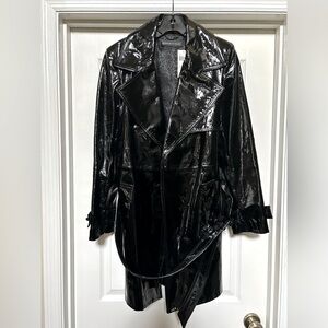 NWT - Dana Buchman - Black Leather Raincoat - 8